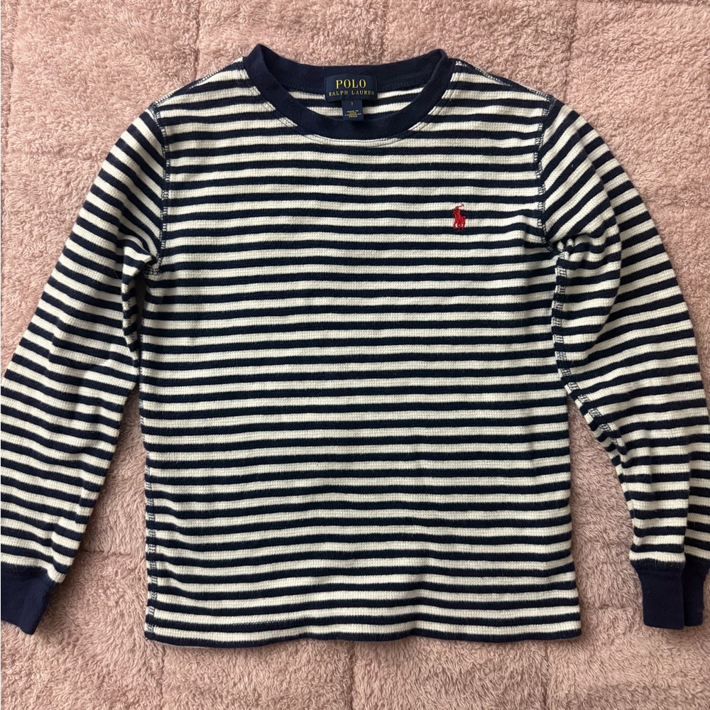 Polo by Ralph Lauren Kids Navy and White Striped Long Sleeve Tee
